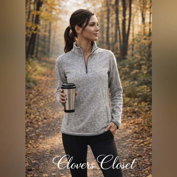 Eddie Bauer Tops - Eddie Bauer Women’s Small Gray 1/4 Zip Fleece Pullover